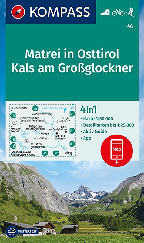 KOMPASS Wanderkarte 46 Matrei in Osttirol, Kals am Großglockner 1:50.000