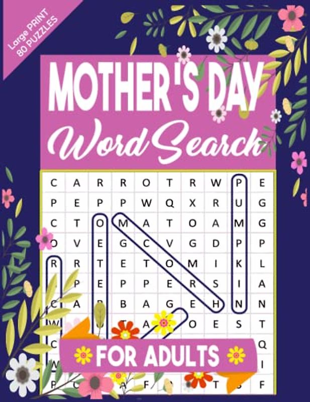 Mother's Day Word Search For Adults: Relaxing Lovely Word Search For Mom With Beautiful & Positive Words Large Print Mother's Day Gifts.