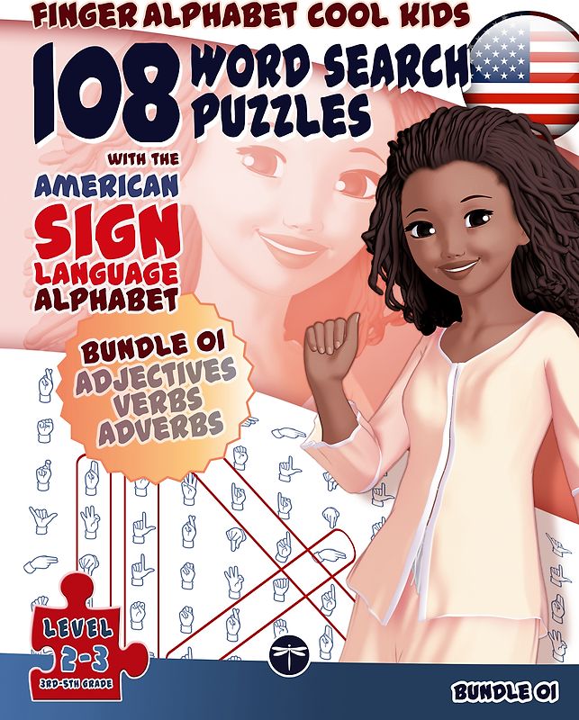 108 Word Search Puzzles with The American Sign Language Alphabet: Omnibus Adjectives, Verbs, Adverbs