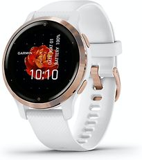 Image of Garmin Venu 2S 40 mm rose gold rand van roestvrij staal met witte behuizing en leren polsband [wifi] (Refurbished)