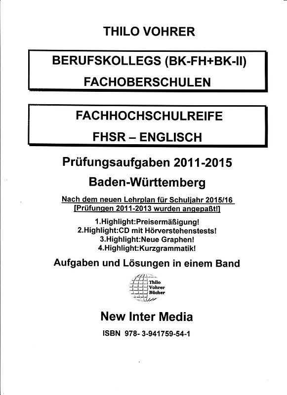 Fachhochschulreife Englisch mit CD mit Hörverstehenstests+Kurzgrammatik