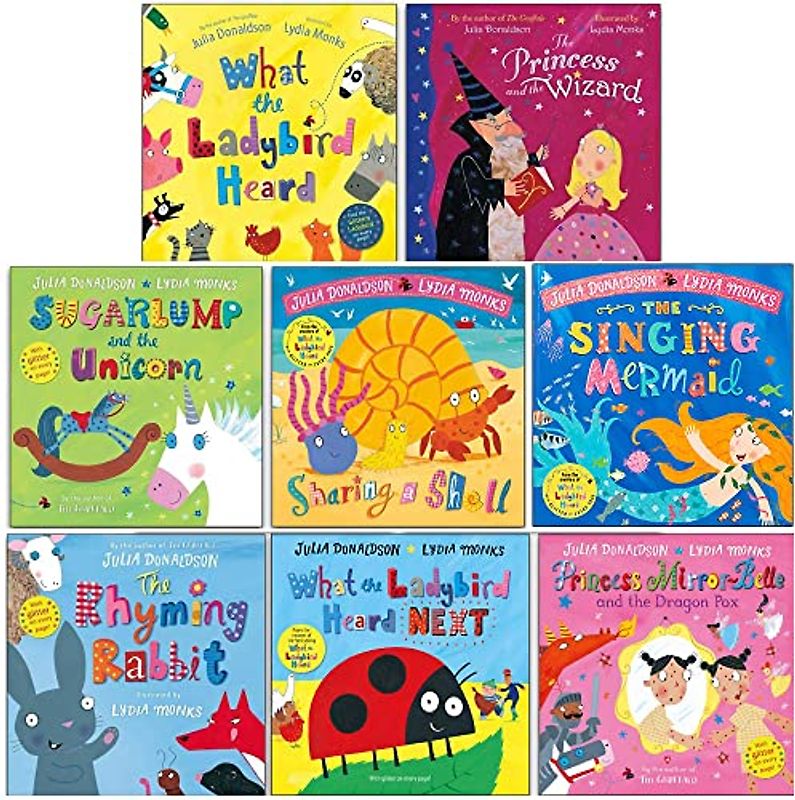What the Ladybird Heard and other Stories Collection 8 Books Set by Julia donaldson & Lydia Monks (The Princess and the Wizard, The Singing Mermaid, Princess Mirror-Belle and the Dragon Pox and More)