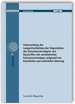 Untersuchung des Langzeitverhaltens der Degradation des Emissionsvermögens von Baustoffen mit vermindertem Emissionsvermögen aufgrund von künstlicher und natürlicher Alterung. Abschlussbericht.