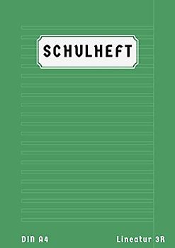 Lineatur 3R A4: 50 Blatt | Schreibheft Lineatur 3R | Schulhefte 3 Klasse Mit Rand | Deutschheft Klasse 3 | Grün