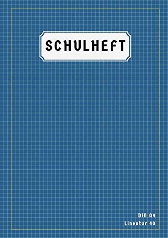 Schulheft Lineatur 40: Heft Din A4 Kariert | 50 Blatt | Matheheft A4 Lineatur 40 Mit Rand | Rechenheft Lineatur 40 Din A4 | Blau