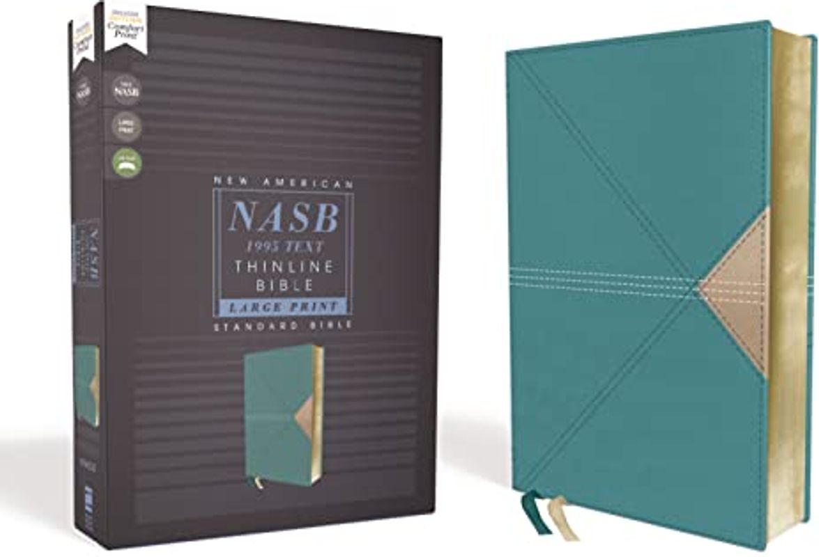 NASB, Thinline Bible, Large Print, Leathersoft, Teal, Red Letter, 1995 Text, Comfort Print