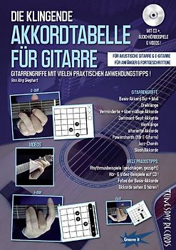 Die klingende Akkordtabelle für Gitarre - mit CD+ (Audio/Video). Gitarrengriffe mit vielen praktischen Anwendungstipps - für Akustik- & E-Gitarre; Anfänger & Fortgeschrittene