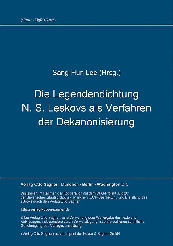 Die Legendendichtung N. S. Leskovs als Verfahren der Dekanonisierung