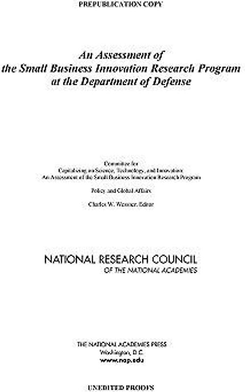 An Assessment of the Sbir Program at the Department of Defense