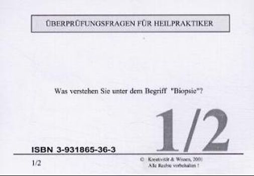 Original-Überprüfungsfragen für Heilpraktiker in Karteikartenform, Innere Medizin
