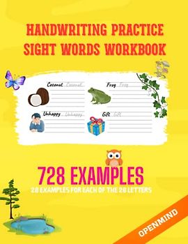 728 Illustrated Examples Handwriting Exercise Workbook: 24 examples for each 26 letter