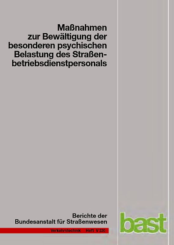 Maßnahmen zur Bewältigung der besonderen Psychischen Belastungen des Straßenbetriebsdienstpersonals