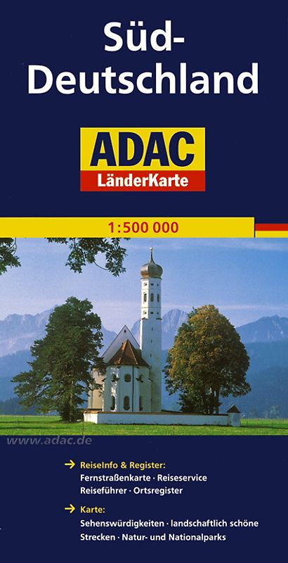 ADAC LänderKarte Deutschland Süd 1:500 000
