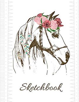Sketchbook: Vintage Boho Pferde Skizzenbuch zum malen, zeichnen, kritzeln, schreiben für Mädchen, 8.5" x 11", 110 Seiten, Notebook