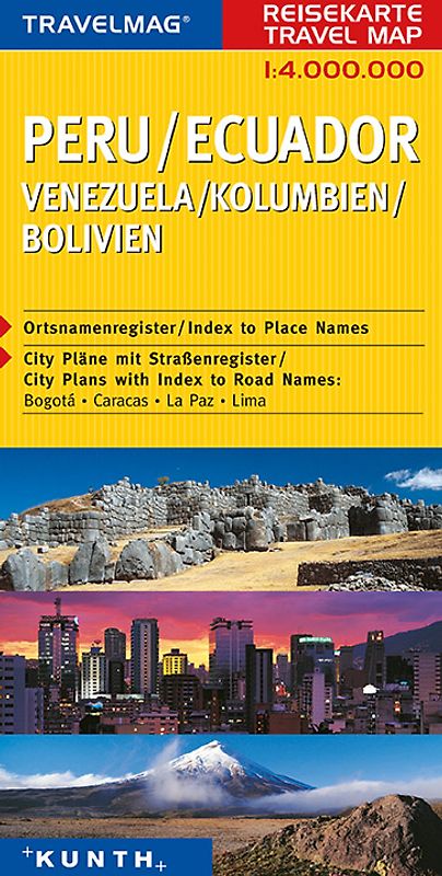 KUNTH Reisekarte Peru, Ecuador, Venezuela, Kolumbien, Bolivien 1:4 Mio.