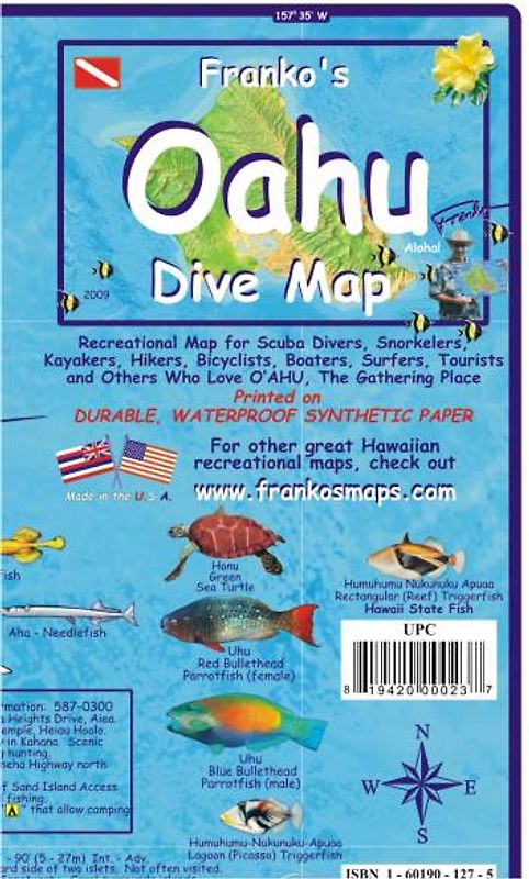 Oahu Dive Guide Map and Fishcard