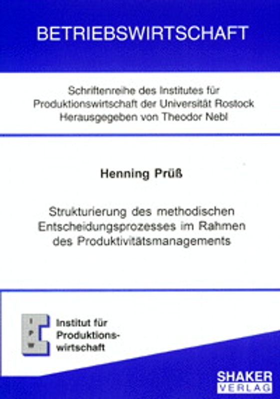 Strukturierung des methodischen Entscheidungsprozesses im Rahmen des Produktivitätsmanagements