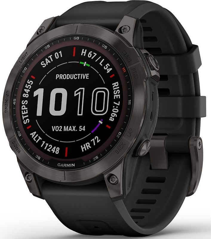 Garmin Fenix 7 47 mm gris avec bracelet en silicone noir [Wi-Fi, Sapphire Solar Edition]