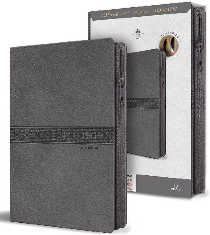 Rvr 1960 Tamaño Manual Letra Gigante Piel Gris Con Cremallera E Índice / Spanish Bible Rvr 1960 Giant Print, Gray Leathersoft with Zipper and Index