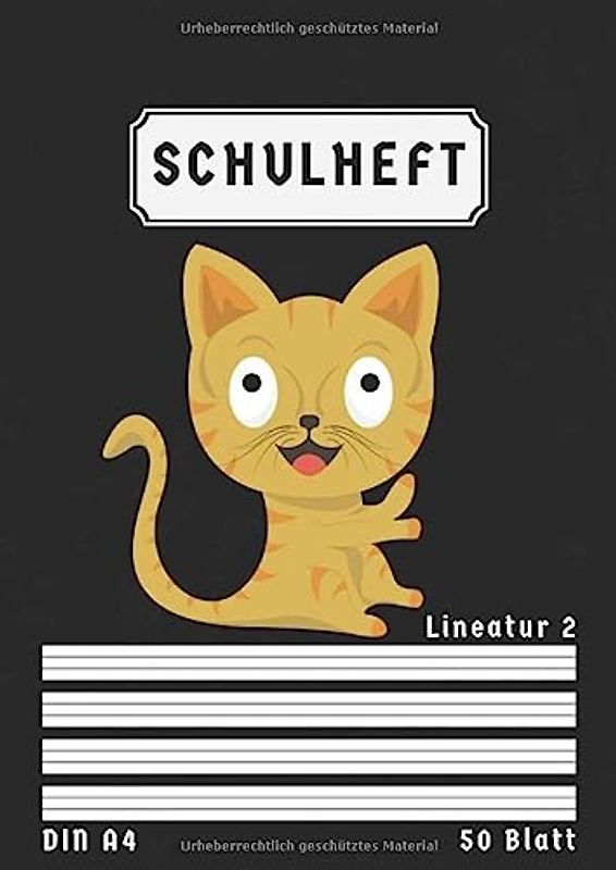 Schulheft Din A4 Lineatur 2: Liniert 50 Blatt | 2 Klasse Schreibheft | Homeschooling und Schulanfang | Schwarz