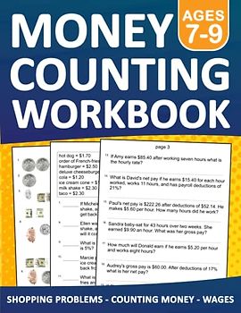 Counting Money Workbook For Kids ages 7-9 Shopping problems,Counting money, and wages exercises With Answers: Counting Money Practice Book For 2nd ... | Teaching Money Workbook For Kids Ages 7-9