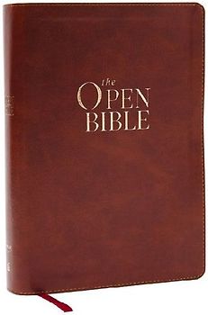 The Open Bible: Read and Discover the Bible for Yourself (Kjv, Brown Leathersoft, Red Letter, Comfort Print)