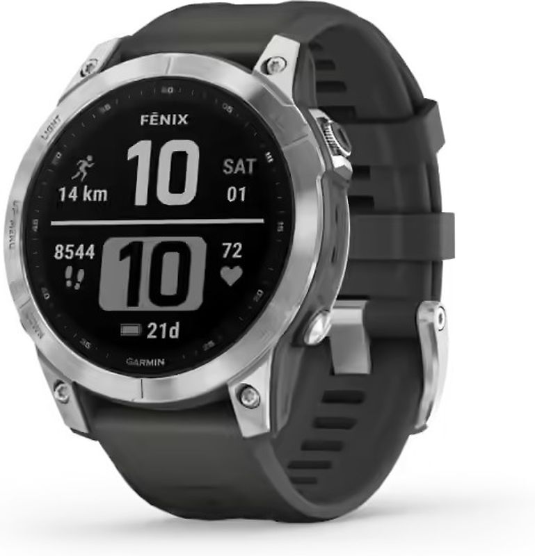 Garmin Fenix 7 47 mm argent avec bracelet en silicone gris [Wi-Fi]