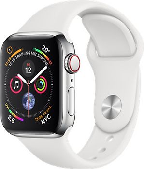 Apple Watch Series 4 40mm caja de acero inoxidable en plata y correa deportiva blanca [Wifi + Cellular]