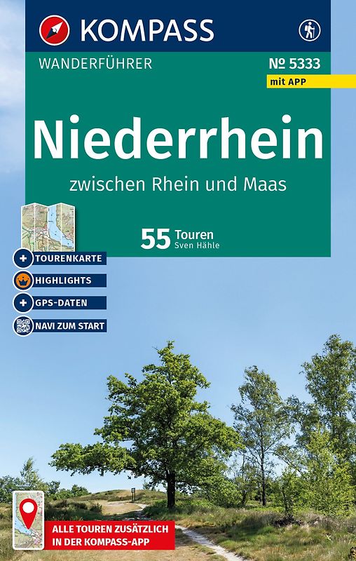 KOMPASS Wanderführer Niederrhein, zwischen Rhein und Maas, 55 Touren mit Extra-Tourenkarte