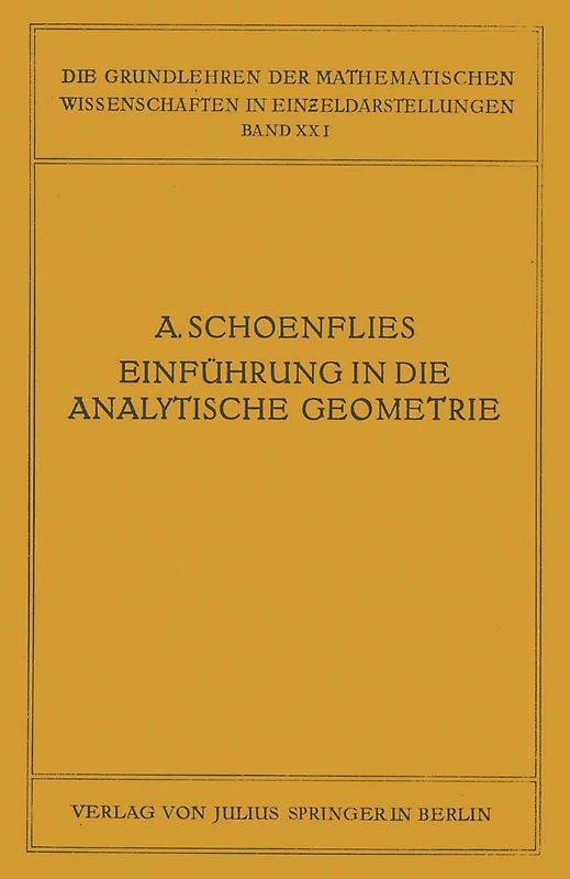 Einführung in die Analytische Geometrie der Ebene und des Raumes