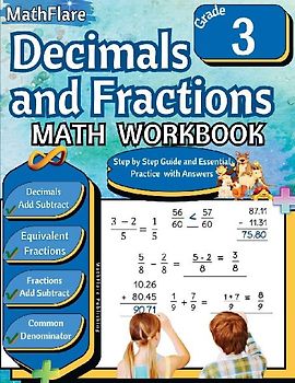 Decimals and Fractions Math Workbook 3rd Grade