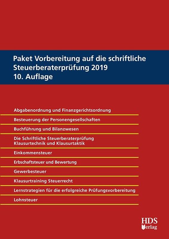Paket Vorbereitung auf die schriftliche Steuerberaterprüfung 2019