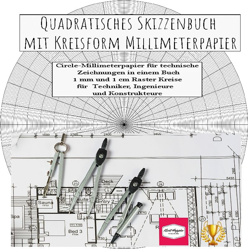 Quadratisches Skizzenbuch mit Kreisform Millimeterpapier
