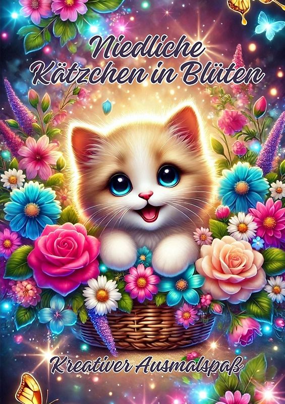 Niedliche Kätzchen in Blüten