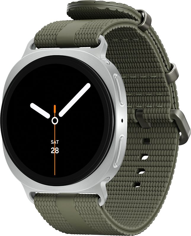 Samsung Galaxy Watch8 40 mm Boîtier aluminium argent sur Sport Chic M/L kaki [Wi-Fi + 4G]