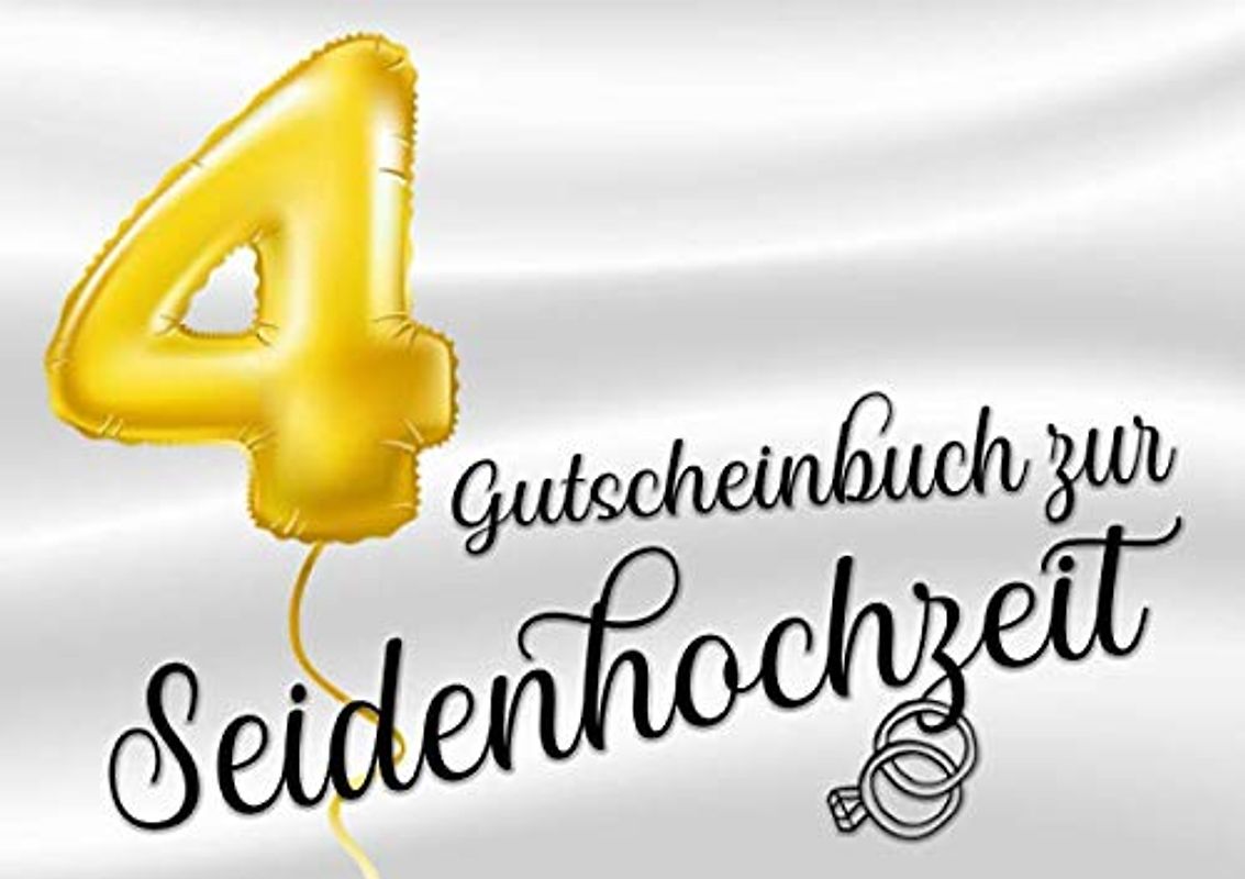 Gutscheinbuch zur Seidenhochzeit: Blanko Gutscheinheft für die Seidene Hochzeit (4 Jahre) zum Personalisieren, 20 Gutscheine als Geschenk für das Ehepaar oder den Partner zum vierten Hochzeitstag