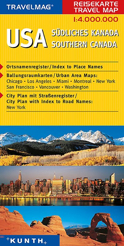 KUNTH Reisekarte USA Südiches Kanada 1:4 Mio.