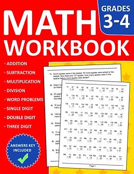 Math Workbook Addition,Subtraction,Multiplication,Division,Word Problems Exercises For grades 3 & 4: Math Practice Workbook For 3rd & 4th Grades With ... math drills For Class and Homeschool