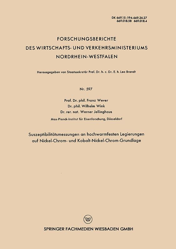 Suszeptibilitätsmessungen an hochwarmfesten Legierungen auf Nickel-Chrom- und Kobalt-Nickel-Chrom-Grundlage