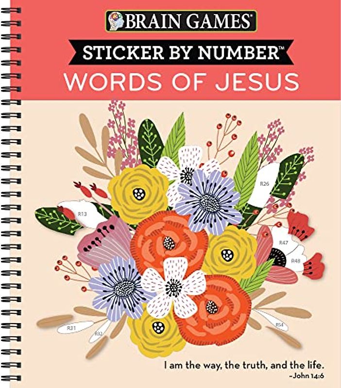 Brain Games - Sticker by Number: Words of Jesus (28 Images to Sticker)