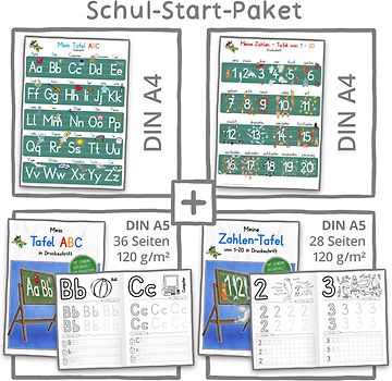Mein Schul-Start-Paket (2 Lernposter DIN A4 + 2 Schreiblernhefte)