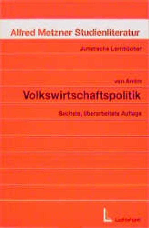 Volkswirtschaftspolitik. Eine Einführung
