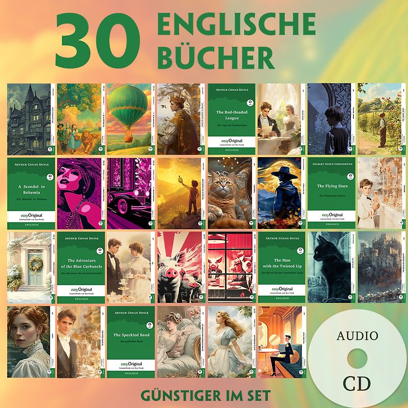 30 englische Bücher A2-B2 (+ 30 Audio-CDs)