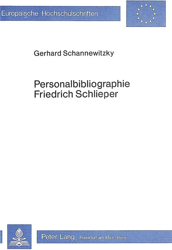 Personalbibliographie Friedrich Schlieper