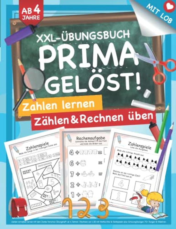 Zahlen schreiben lernen mit dem Jumbo Vorschul-Übungsheft ab 4 Jahren: Rechnen von 1-20 mit Mathe-Mal & Denkspielen plus Schwungübungen. Für Jungen & Mädchen (Mit Lob & Freude., Band 6)