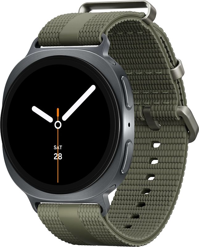 Samsung Galaxy Watch8 40 mm Boîtier aluminium graphite sur Sport Chic S/M kaki [Wi-Fi + 4G]