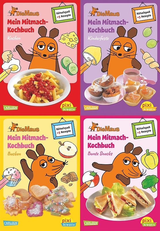 Pixi kreativ 4er-Set 17: Mitmach-Kochbücher mit der Maus (4x1 Exemplar)