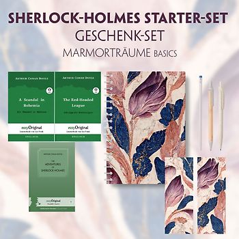 The Adventures of Sherlock Holmes Starter-Paket Geschenkset (mit Audio-Online) + Marmorträume Schreibset Basics