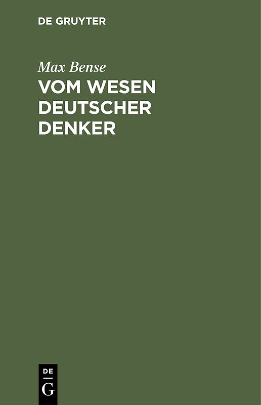 Vom Wesen deutscher Denker