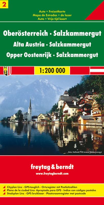 Oberösterreich - Salzkammergut, Autokarte 1:200.000